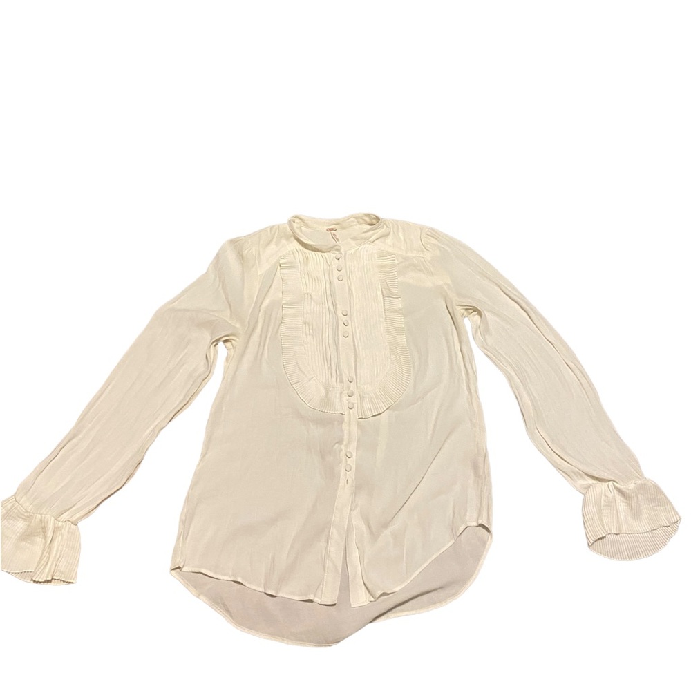Free people white shirt with bib frilly